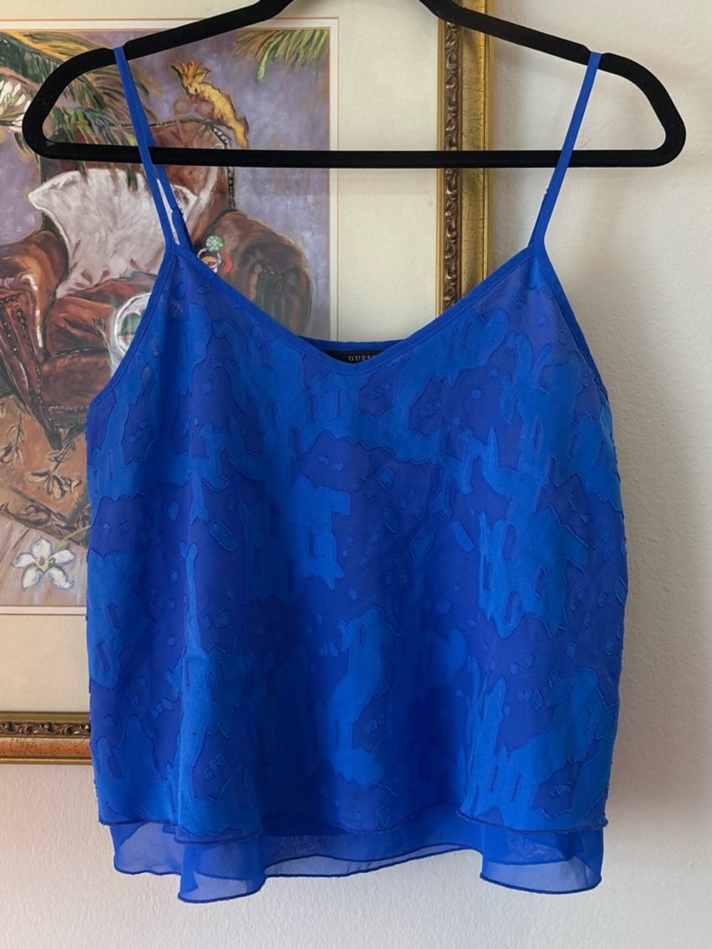 Guess blue spaghetti strap blouse